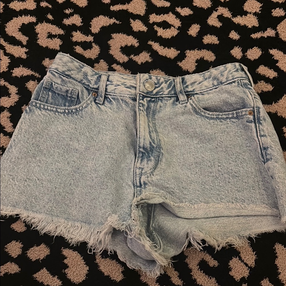 PacSun Blue Jean Shorts Distressed Frayed Hem